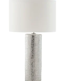 Tischlampe Weis / Silber 52 Cm Trommelform Aiken