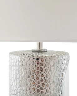 Tischlampe Weis / Silber 52 Cm Trommelform Aiken