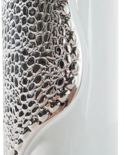Tischlampe Weis / Silber 52 Cm Trommelform Aiken