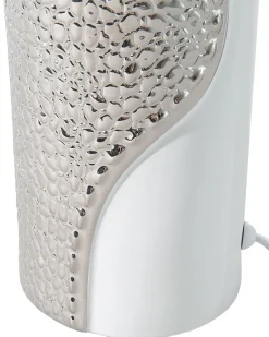 Tischlampe Weis / Silber 52 Cm Trommelform Aiken