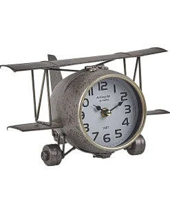 Tischuhr Silber Flugzeugsform 15 Cm Stans