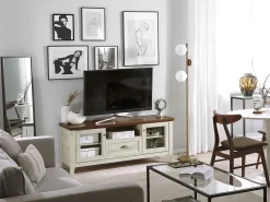 Tv-Mobel Beige / Dunkler Holzfarbton 141 X 42 X 58 Cm Medan