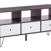 Tv-Mobel Dunkler Holzfarbton / Weis Mit 3 Schubladen 120 X 35 X 60 Cm Foston