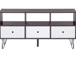 Tv-Mobel Dunkler Holzfarbton / Weis Mit 3 Schubladen 120 X 35 X 60 Cm Foston
