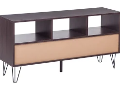 Tv-Mobel Dunkler Holzfarbton / Weis Mit 3 Schubladen 120 X 35 X 60 Cm Foston