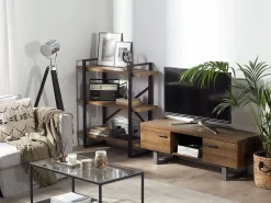 Tv-Mobel Dunkler Holzfarbton 2 Turen 140 X 41 X 47 Cm Timber