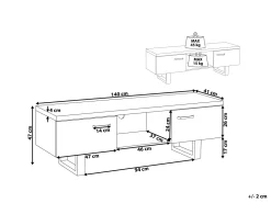 Tv-Mobel Dunkler Holzfarbton 2 Turen 140 X 41 X 47 Cm Timber