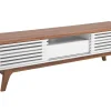Tv-Mobel Dunkler Holzfarbton / Weis Mit Schublade 149 X 35 X 44 Cm Detroit