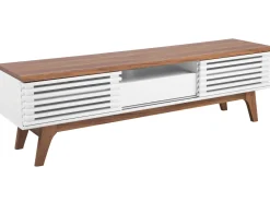 Tv-Mobel Dunkler Holzfarbton / Weis Mit Schublade 149 X 35 X 44 Cm Detroit