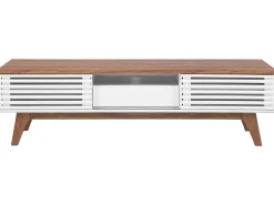 Tv-Mobel Dunkler Holzfarbton / Weis Mit Schublade 149 X 35 X 44 Cm Detroit