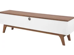 Tv-Mobel Dunkler Holzfarbton / Weis Mit Schublade 149 X 35 X 44 Cm Detroit