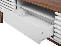 Tv-Mobel Dunkler Holzfarbton / Weis Mit Schublade 149 X 35 X 44 Cm Detroit
