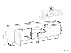 Tv-Mobel Grau / Dunkler Holzfarbton 160 X 40 X 56 Cm Palmer