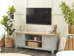 Tv-Mobel Grau / Heller Holzfarbton 130 X 39 X 51 Cm Hamp