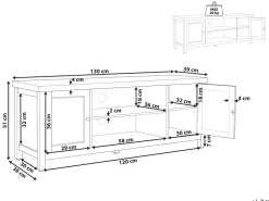 Tv-Mobel Grau / Heller Holzfarbton 130 X 39 X 51 Cm Hamp