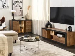 Tv-Mobel Heller Holzfarbton/Schwarz 160 X 42 X 45 Cm Marana