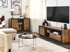 Tv-Mobel Heller Holzfarbton/Schwarz 160 X 42 X 45 Cm Marana