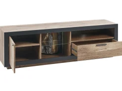 Tv-Mobel Heller Holzfarbton/Schwarz 160 X 42 X 45 Cm Marana