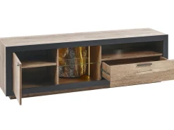 Tv-Mobel Heller Holzfarbton/Schwarz 160 X 42 X 45 Cm Marana
