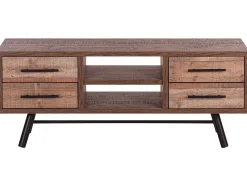 Tv-Mobel Heller Holzfarbton Mit 4 Schubladen 127 X 40 X 51 Cm Atlanta