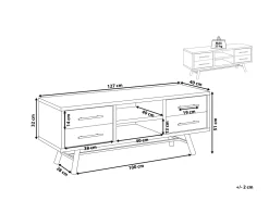 Tv-Mobel Heller Holzfarbton Mit 4 Schubladen 127 X 40 X 51 Cm Atlanta