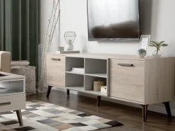 Tv-Mobel Heller Holzfarbton / Grau 180 X 40 X 60 Cm Alloa