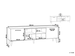 Tv-Mobel Heller Holzfarbton / Grau 180 X 40 X 60 Cm Alloa