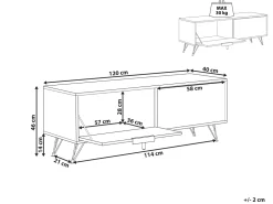 Tv-Mobel Heller Holzfarbton / Schwarz 120 X 40 X 46 Cm Halston