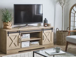 Tv-Mobel Heller Holzfarbton 2 Schiebeturen 150 X 40 X 60 Cm Ulan