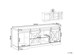 Tv-Mobel Heller Holzfarbton 2 Schiebeturen 150 X 40 X 60 Cm Ulan