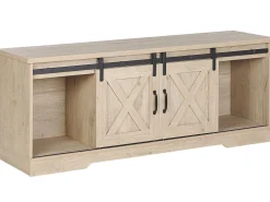 Tv-Mobel Heller Holzfarbton 2 Schiebeturen 150 X 40 X 60 Cm Ulan