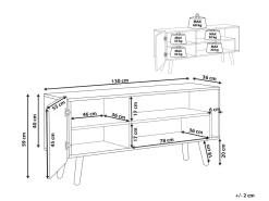Tv-Mobel Heller Holzfarbton 130 X 36 X 59 Cm Westfield
