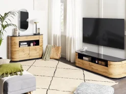 Tv-Mobel Heller Holzfarbton / Schwarz 160 X 40 X 44 Cm Jerome