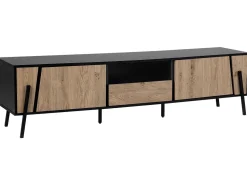 Tv-Mobel Heller Holzfarbton / Schwarz Mit Schublade 177 X 40 X 46 Cm Blackpool
