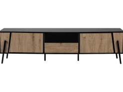 Tv-Mobel Heller Holzfarbton / Schwarz Mit Schublade 177 X 40 X 46 Cm Blackpool
