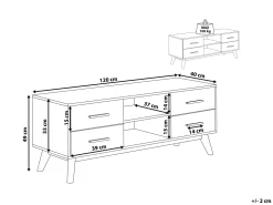 Tv-Mobel Heller Holzfarbton 120 X 40 X 49 Cm Florida