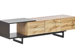 Tv-Mobel Heller Holzfarbton / Schwarz 160 X 39 X 44 Cm Fiora
