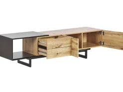 Tv-Mobel Heller Holzfarbton / Schwarz 160 X 39 X 44 Cm Fiora