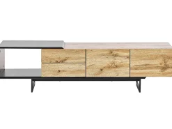 Tv-Mobel Heller Holzfarbton / Schwarz 160 X 39 X 44 Cm Fiora