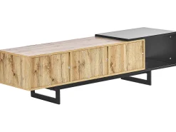 Tv-Mobel Heller Holzfarbton / Schwarz 160 X 39 X 44 Cm Fiora