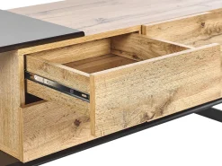 Tv-Mobel Heller Holzfarbton / Schwarz 160 X 39 X 44 Cm Fiora