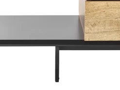 Tv-Mobel Heller Holzfarbton / Schwarz 160 X 39 X 44 Cm Fiora