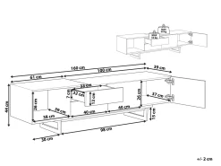 Tv-Mobel Heller Holzfarbton / Schwarz 160 X 39 X 44 Cm Fiora