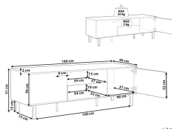 Tv-Mobel Heller Holzfarbton / Schwarz Claremont