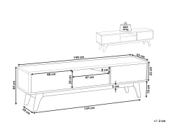 Tv-Mobel Heller Holzfarbton / Weis 149 X 35 X 44 Cm Eerie