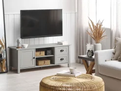 Tv-Mobel Hellgrau Mit 2 Schubladen 120 X 42 X 46 Cm Honolulu