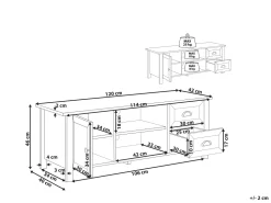 Tv-Mobel Hellgrau Mit 2 Schubladen 120 X 42 X 46 Cm Honolulu