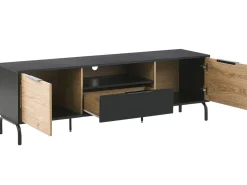 Tv-Mobel Schwarz / Heller Holzfarbton 160 X 41 X 52 Cm Arkley