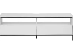 Tv-Mobel Weis / Hochglanz Mit Led-Beleuchtung 2 Schubladen 150 X 42 X 52 Cm Sydney