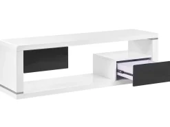 Tv-Mobel Weis / Schwarz Mit 2 Schubladen 140 X 39 X 43 Cm Spokan